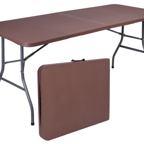 Stół cateringowy RATTAN składany w walizkę 180 cm brązowy