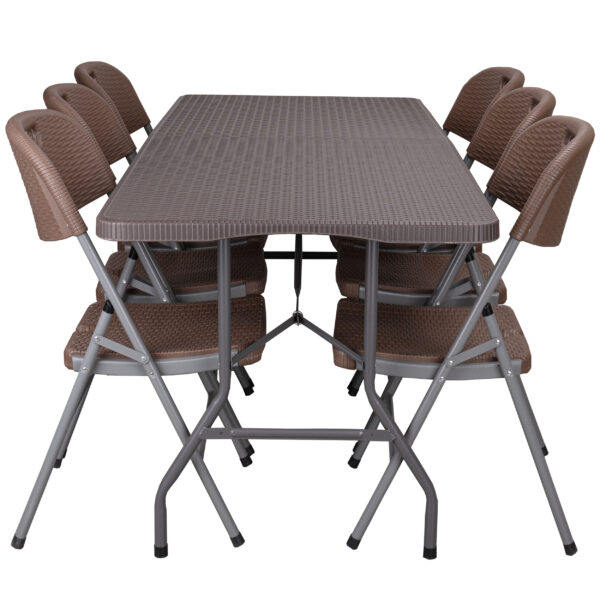 Zestaw cateringowy RATTAN stół 180 cm + 6 krzeseł
