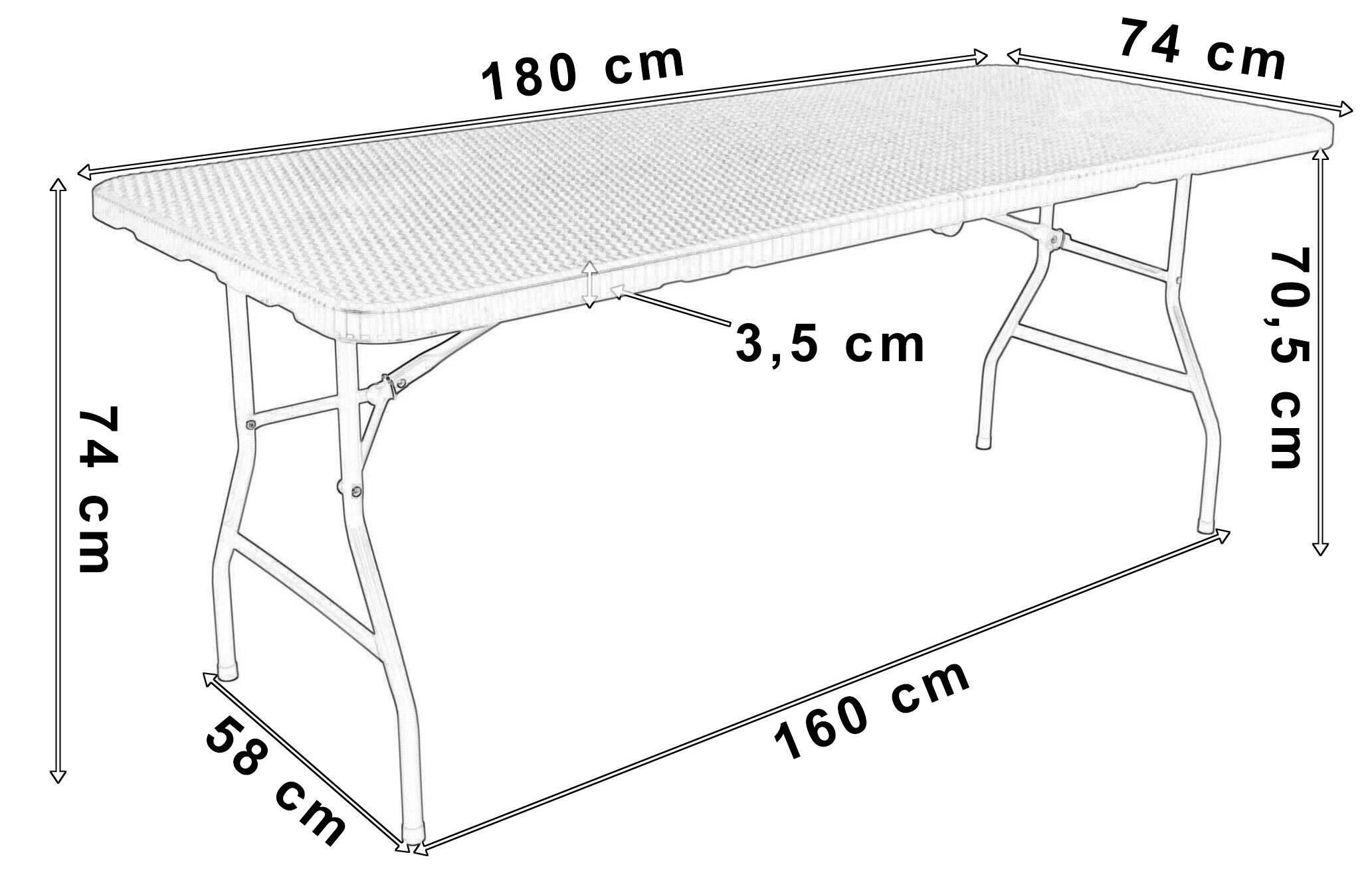 Zestaw cateringowy RATTAN stół 180 cm + 6 krzeseł - obrazek 2